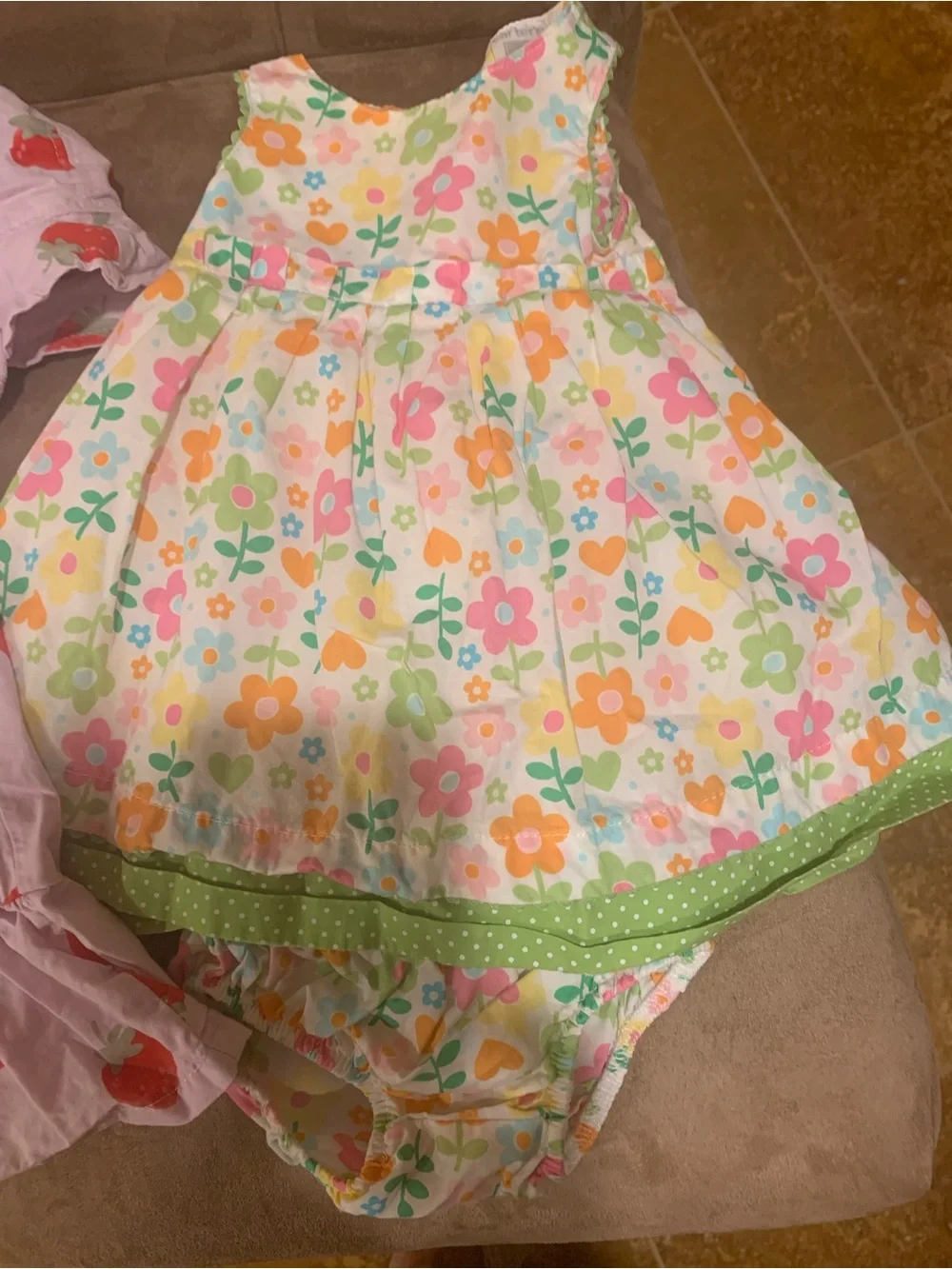 Carter Cotton White Floral Dress with Pink, Orange, Yellow and Green Accents